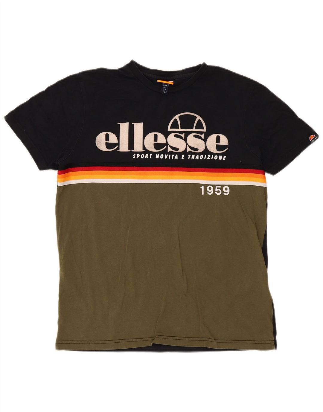 Мужская футболка Ellesse с рисунком, средний цвет, хаки, хлопок с цветными блоками
