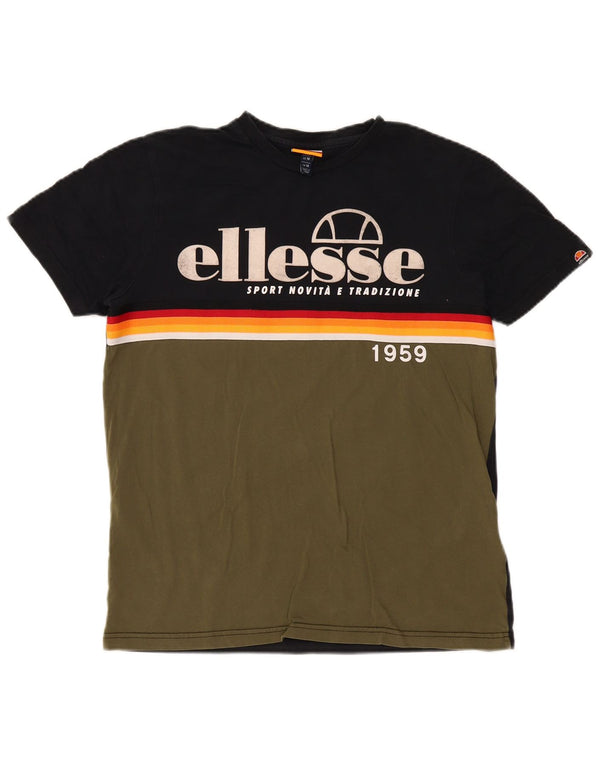 Мужская футболка Ellesse с рисунком, средний цвет, хаки, хлопок с цветными блоками