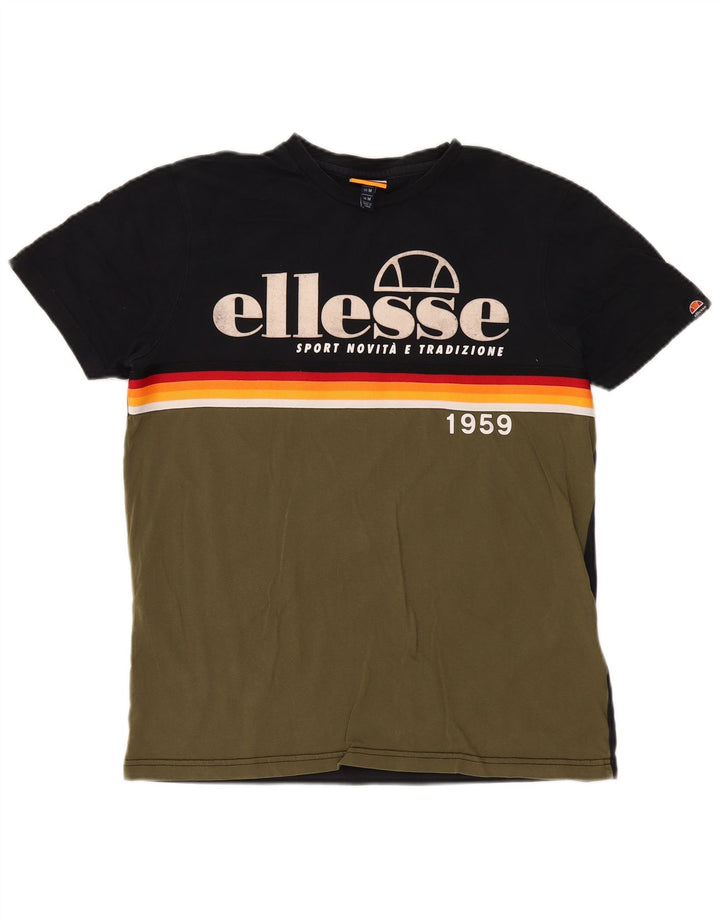 Мужская футболка Ellesse с рисунком, средний цвет, хаки, хлопок с цветными блоками