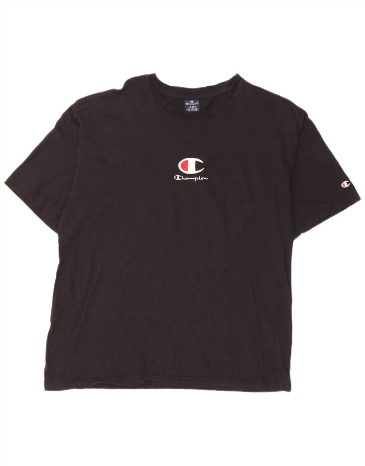 Мужская футболка с рисунком Champion, большая черная хлопковая футболка