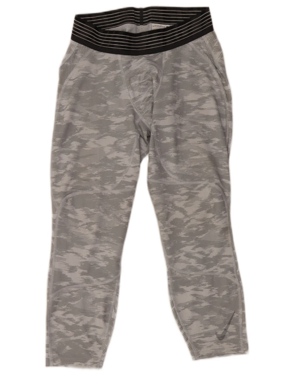 Мужские леггинсы Nike Dri Fit среднего серого цвета, камуфляжный полиэстер