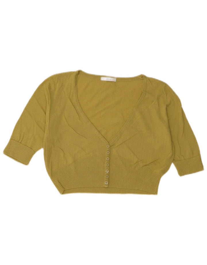 Женский кардиган с коротким рукавом Marks & Spencer UK 14, средний желтый