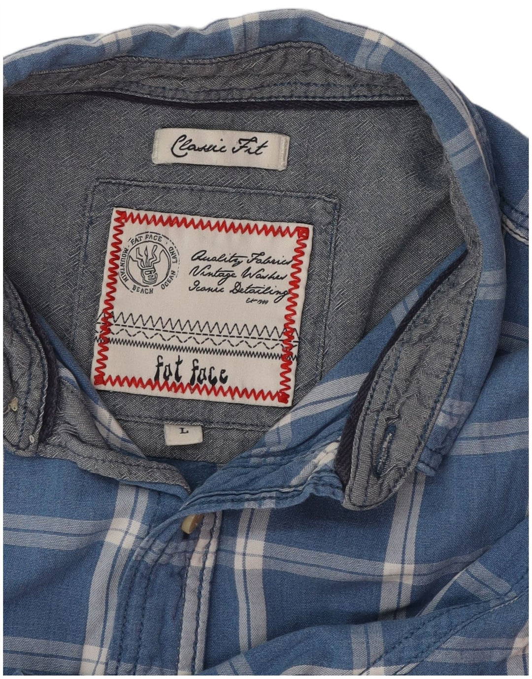 Мужская рубашка классического кроя с коротким рукавом FAT FACE, большая синяя клетка