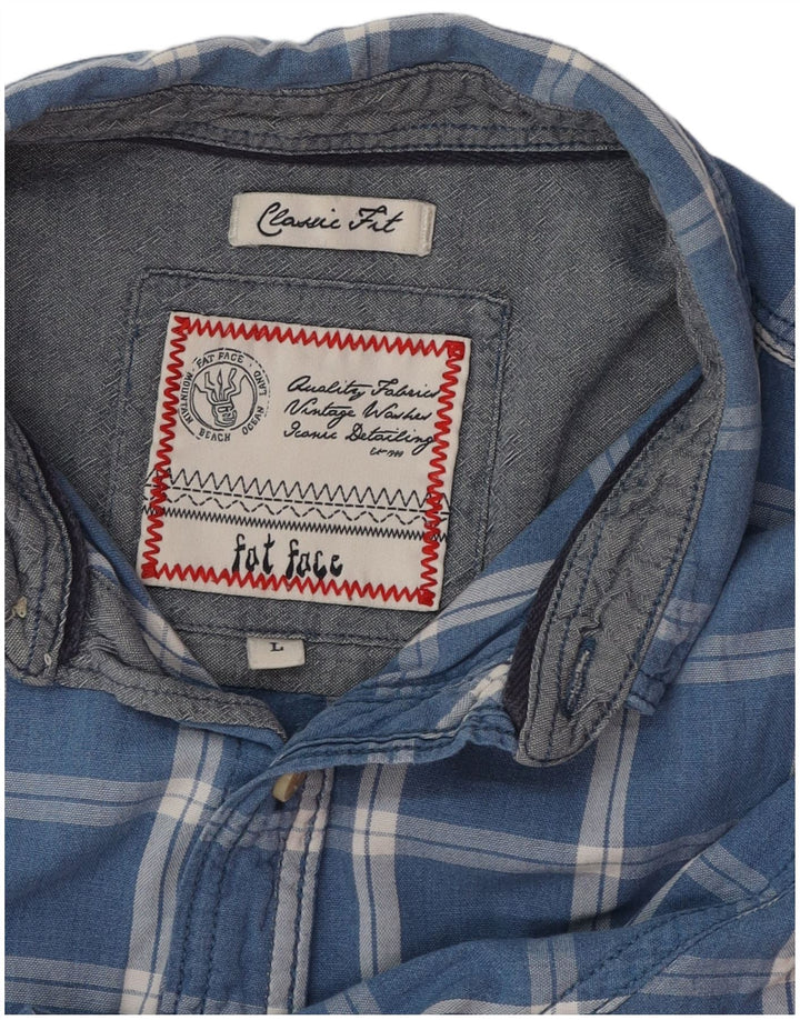 Мужская рубашка классического кроя с коротким рукавом FAT FACE, большая синяя клетка