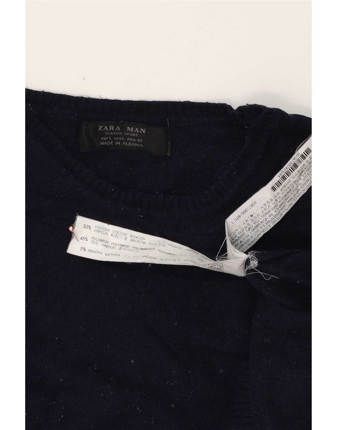 Мужской джемпер с круглым вырезом Zara, большой темно-синий из вискозы