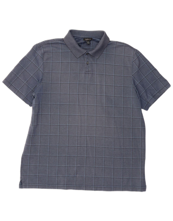 Мужская рубашка-поло VAN HEUSEN XL, темно-синяя клетка, хлопок