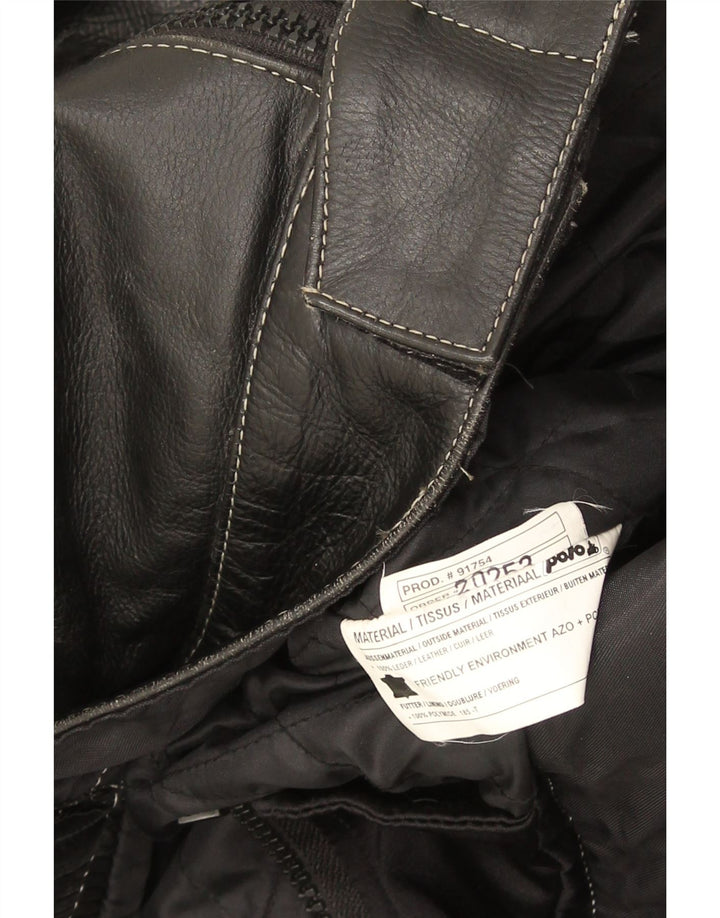 Женская кожаная куртка POLO Racer UK 14, кожа среднего размера, черная
