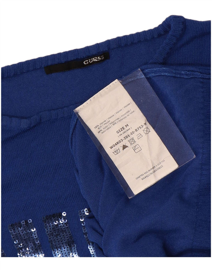 Женский джемпер с вырезом «лодочка» GUESS, UK 12, средний синий, вискоза