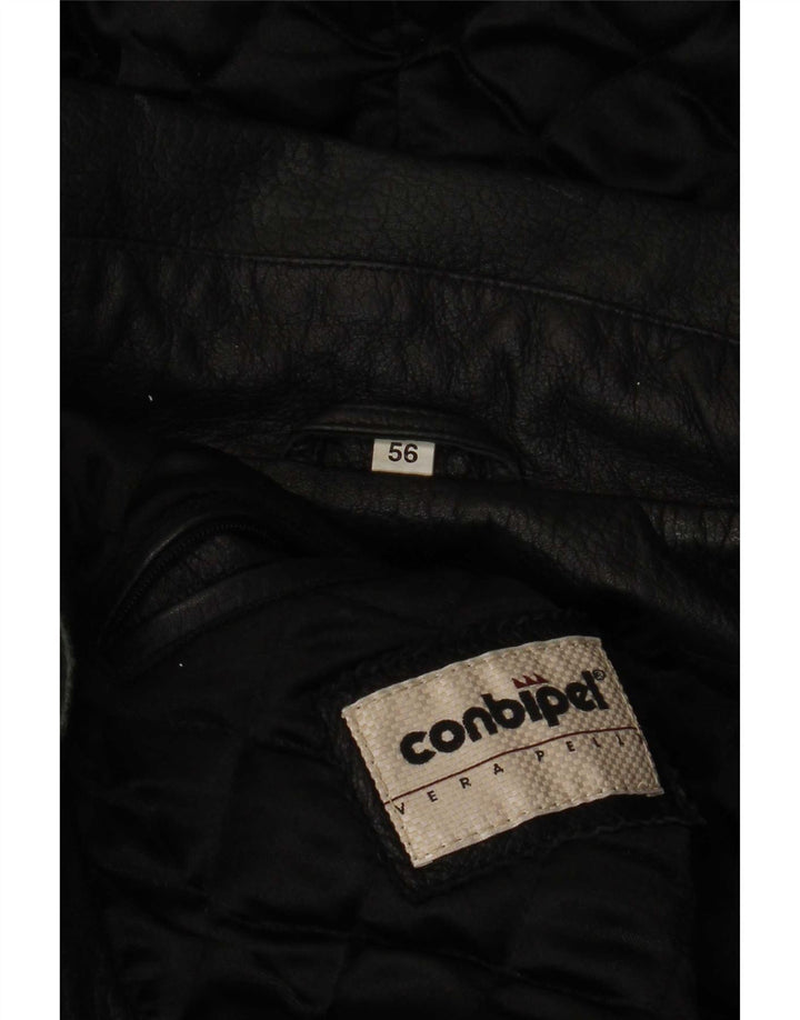 Conbipel Мужское кожаное пальто с капюшоном IT 56 2XL Черный