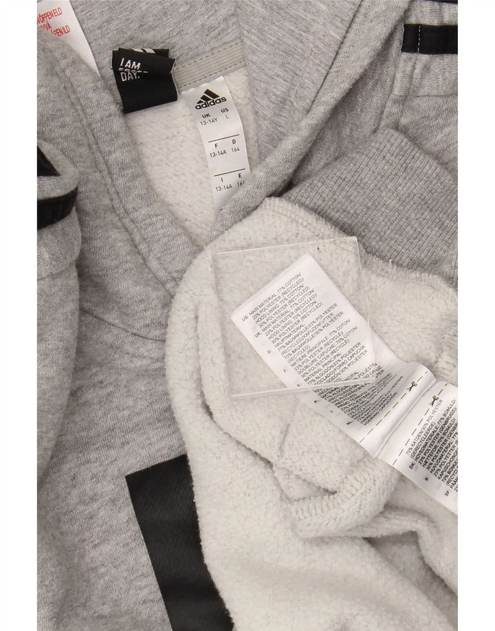 Джемпер с капюшоном ADIDAS для мальчиков 13-14 лет, серый хлопок