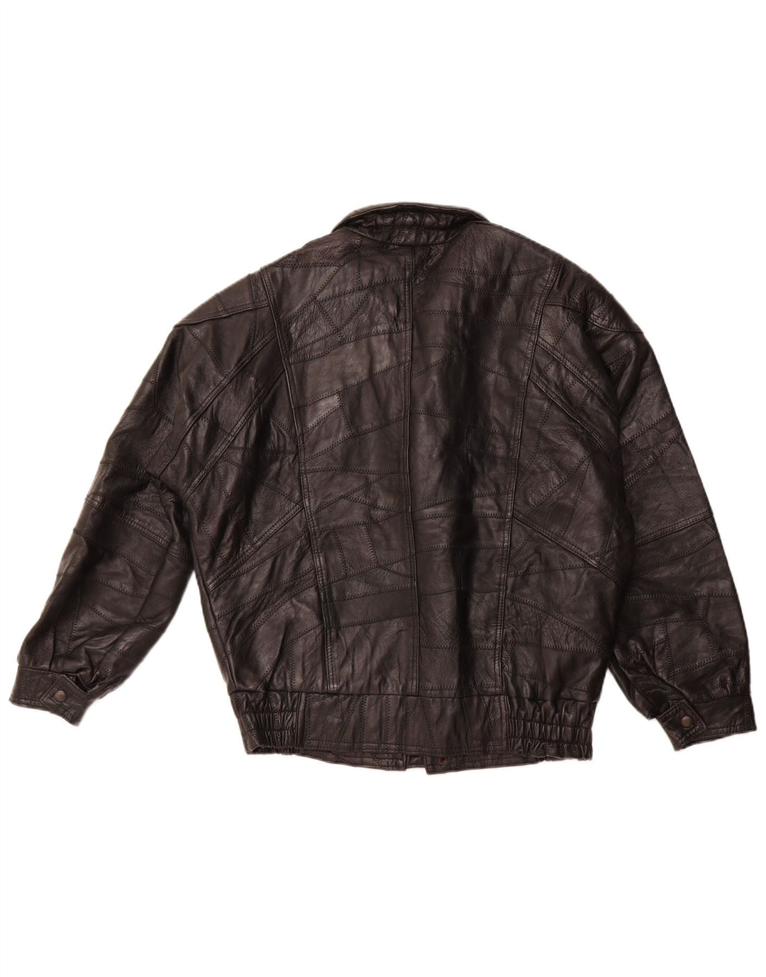 ВИНТАЖНАЯ Мужская кожаная куртка свободного покроя в стиле милитари, Великобритания, 36, маленькая, черная в стиле пэчворк