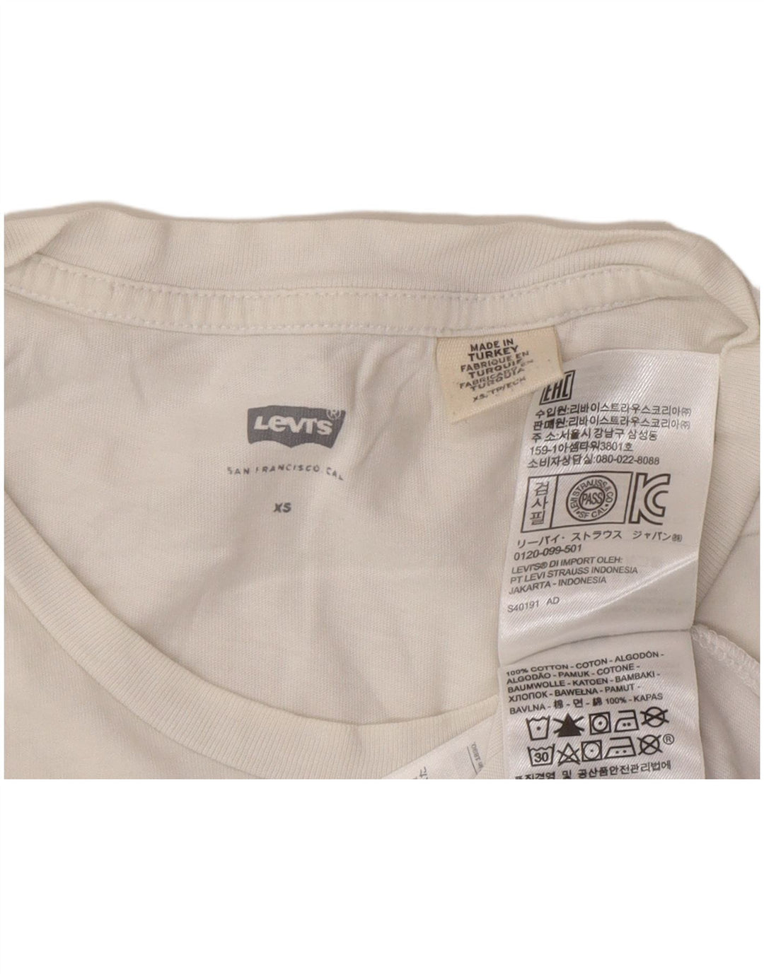 LEVI'S Mens Graphic T-Shirt Top XS White Cotton