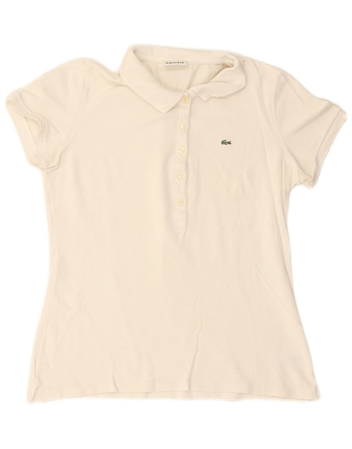 Женская рубашка-поло LACOSTE, размер 44, большая, белая, хлопок