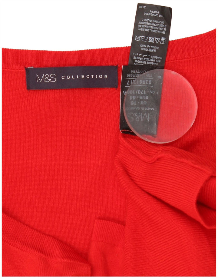 Женский удлиненный открытый кардиган Marks & Spencer UK 16, большой красный