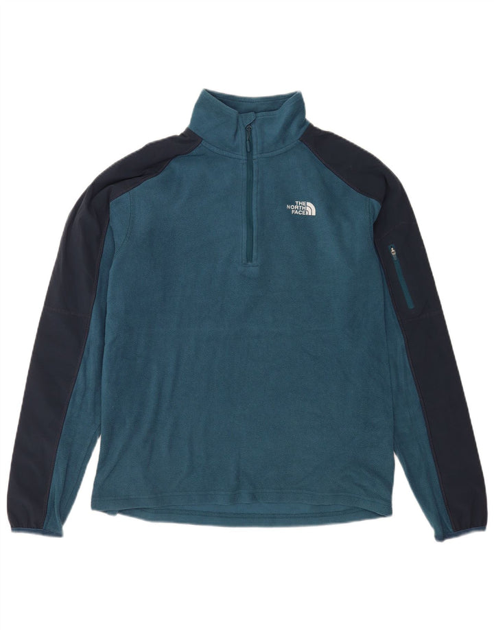 Мужской флисовый джемпер с воротником на молнии The North Face, маленький синий, полиэстер с цветными блоками