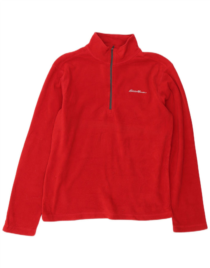 Мужской флисовый джемпер с воротником на молнии Eddie Bauer, маленький красный, полиэстер