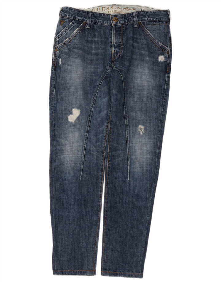 Мужские потертые узкие джинсы Guess W31 L30, синие, хлопок