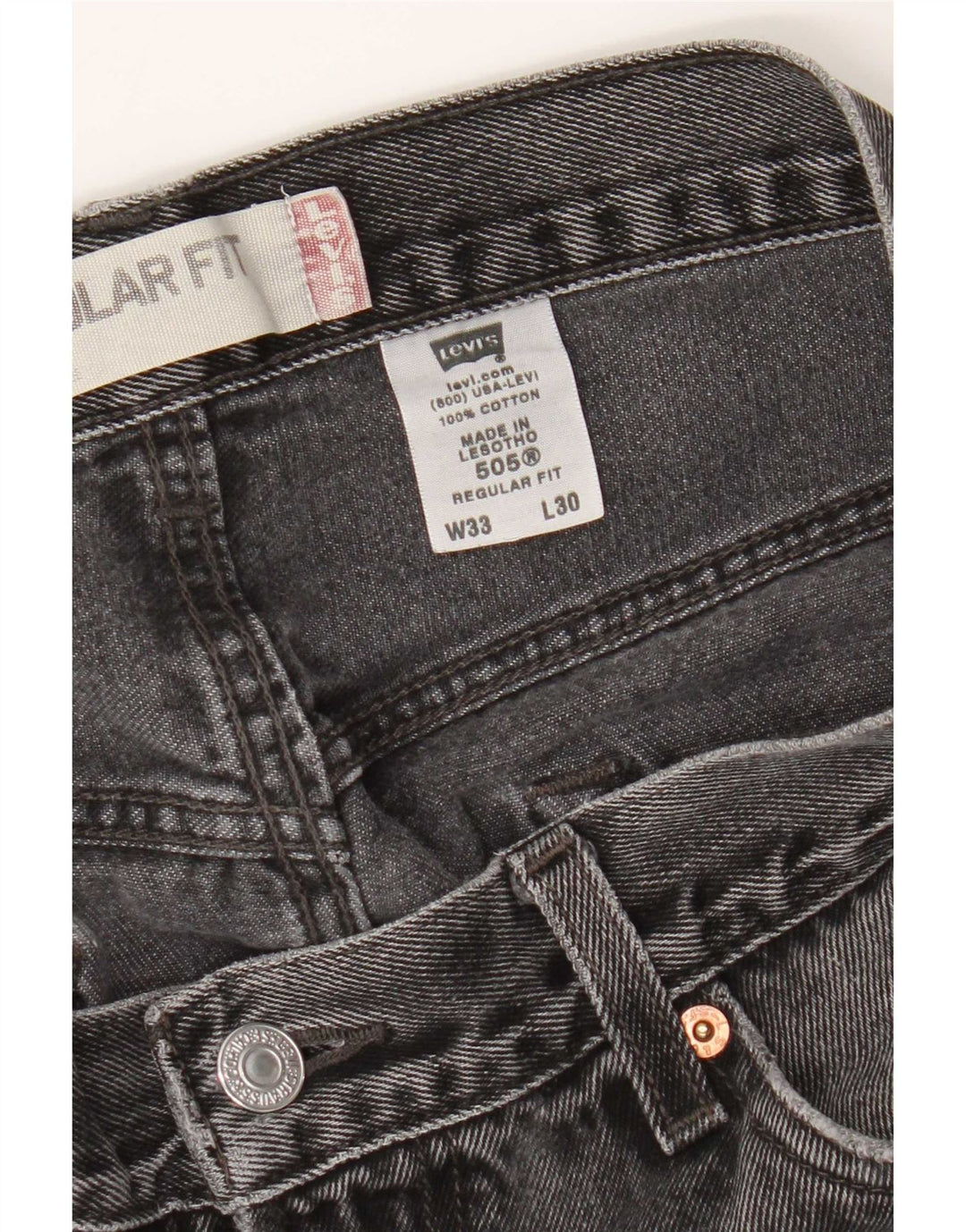 Мужские прямые джинсы Levi's 505 стандартного кроя W33 L30 серые, хлопковые