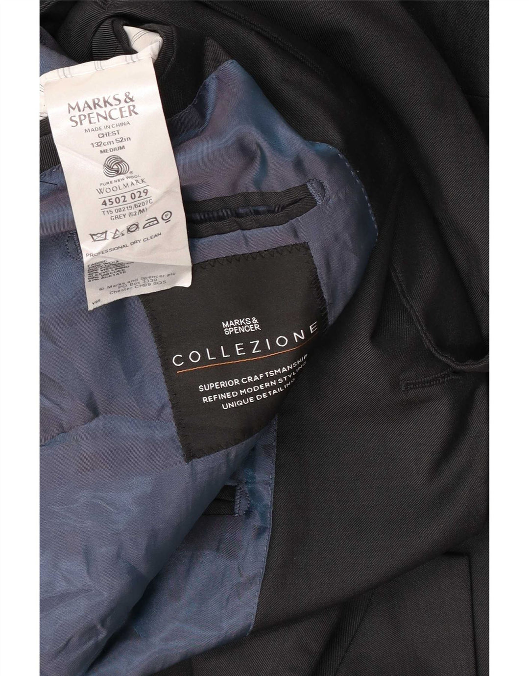 Мужской пиджак Marks & Spencer на 3 пуговицах, Великобритания 52 3XL, серая шерсть