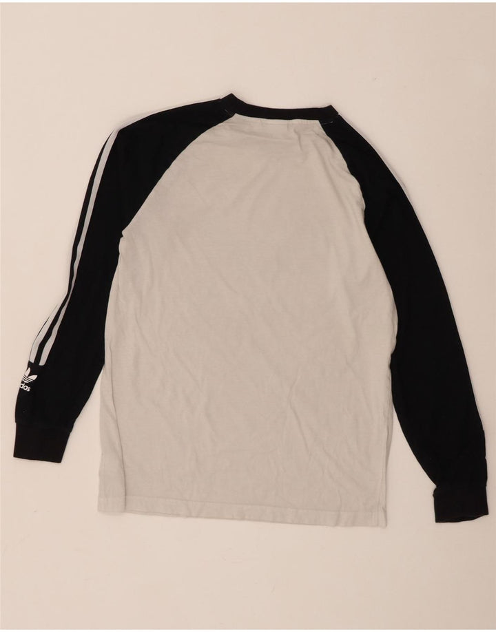 Adidas Мужской топ с графическим рисунком и длинным рукавом, средний белый, хлопок с цветными блоками