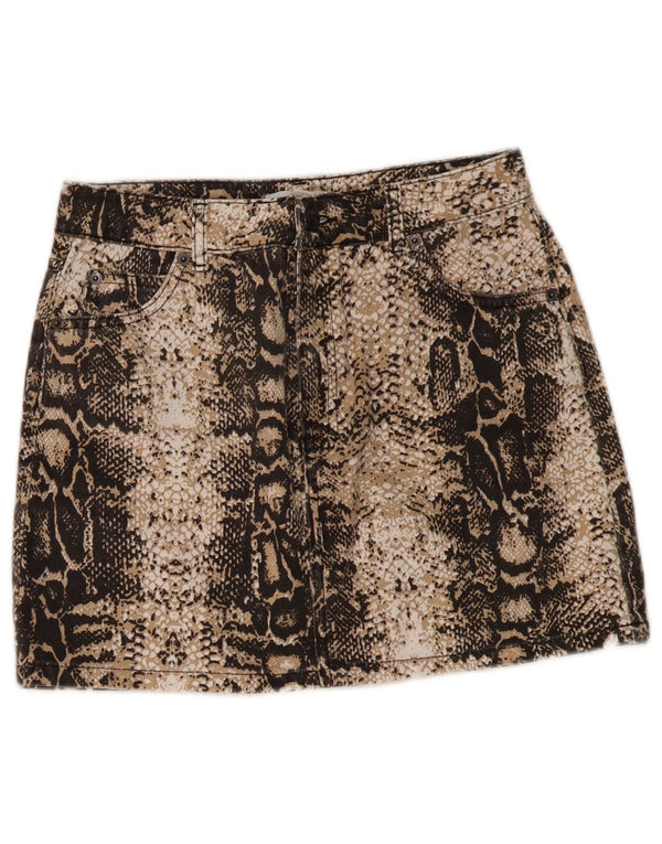 Женская мини-юбка Topshop UK 10, маленькая W30, хлопок с бежевым животным принтом