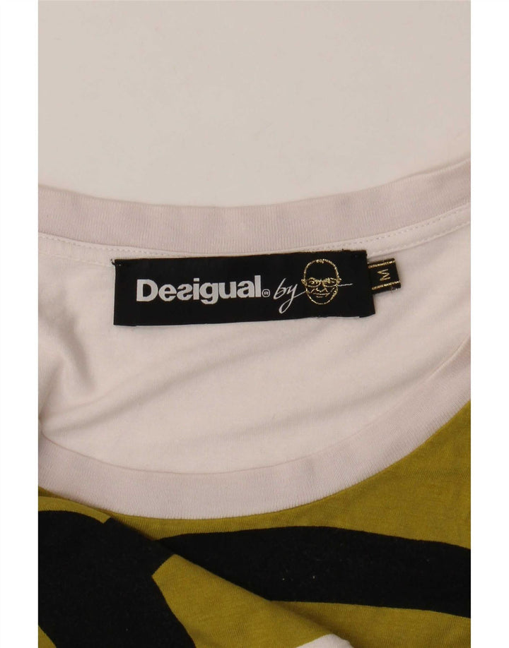 Женский асимметричный жилет Desigual UK 12, средний белый с геометрическим узором