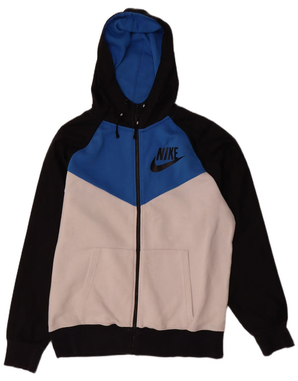 Мужской свитер с капюшоном и молнией с графическим рисунком Nike, большой разноцветный хлопковый свитер с цветными блоками