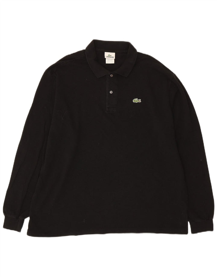 Мужская рубашка поло LACOSTE с длинным рукавом, размер 7, 2XL, черный хлопок