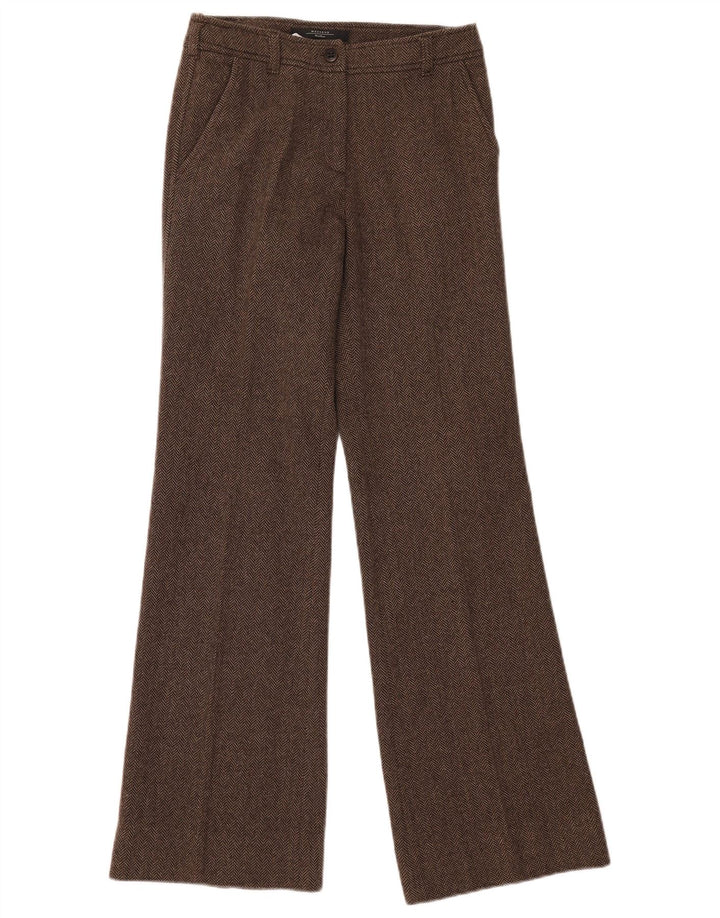 Max Mara Женский костюм выходного дня из 2 предметов, Великобритания, 8, маленький W28 L33, коричневый с рисунком «елочка»