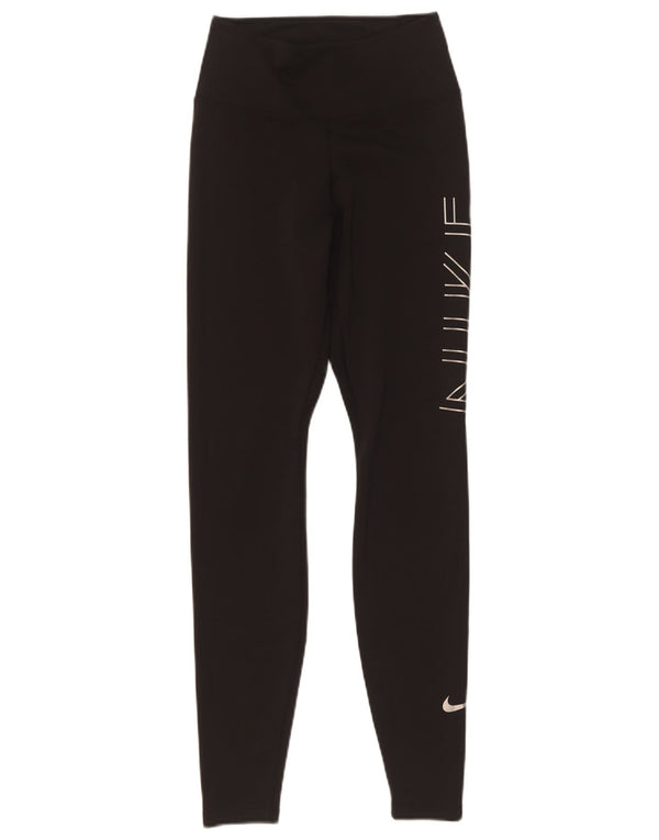 Женские леггинсы с рисунком Nike Dri Fit UK 4 XS, черный полиэстер