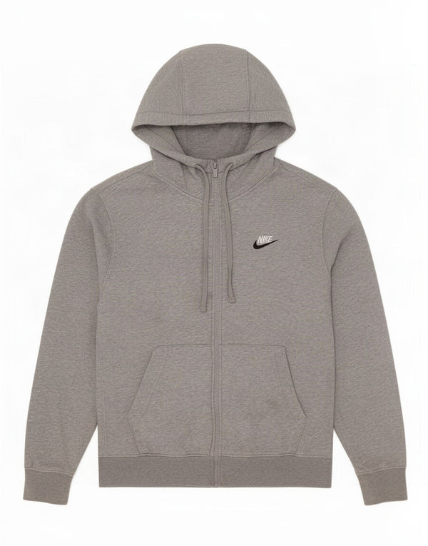 Мужской свитер с капюшоном на молнии Nike, маленький серый хлопок с крапинками