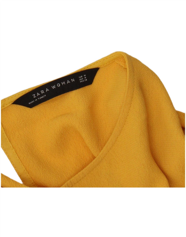 Женская укороченная блузка Zara UK 12, средний желтый цвет