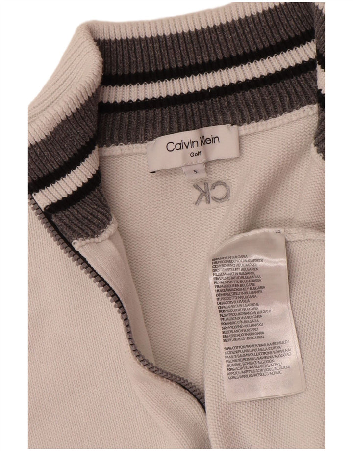 Мужской джемпер с воротником на молнии Calvin Klein, маленький белый хлопковый свитер