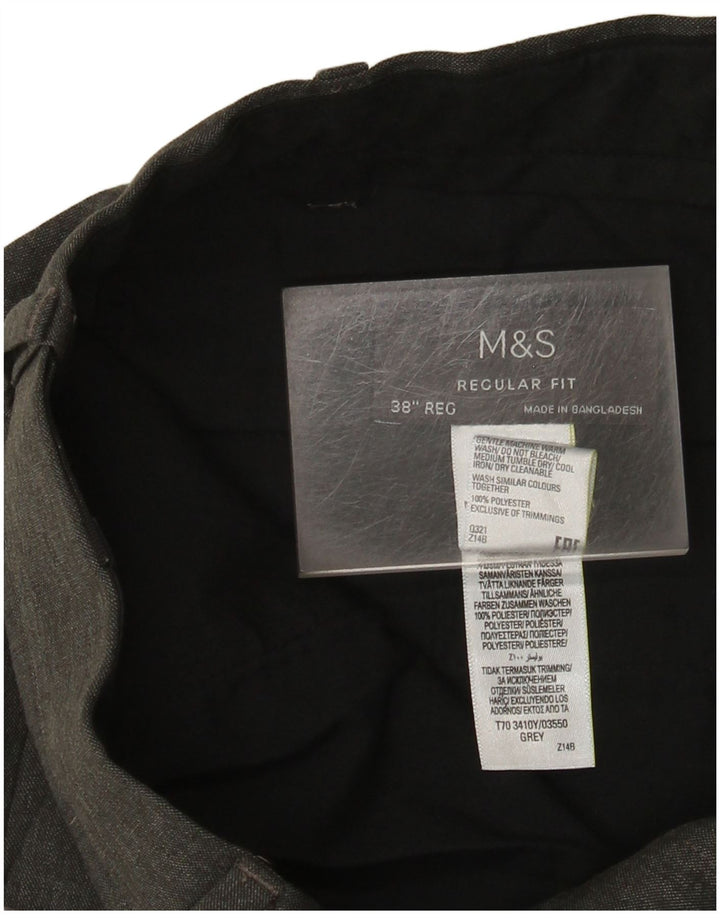 Мужские прямые костюмные брюки стандартного кроя Marks & Spencer W38 L31 серые