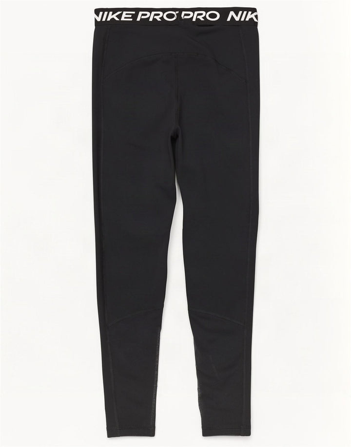 Женские укороченные леггинсы с рисунком Nike Dri Fit UK 12, средний черный полиэстер