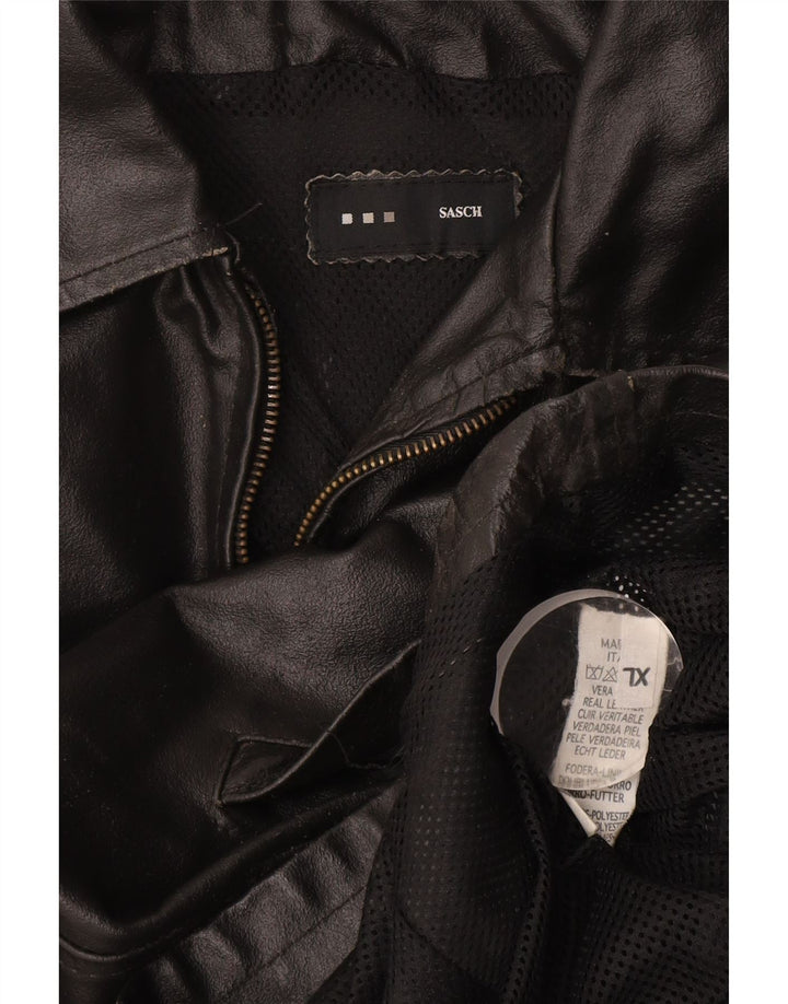 Винтажная мужская кожаная куртка UK 42 XL, черная кожа