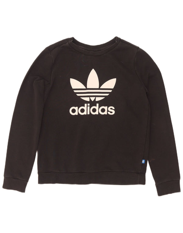Женский свитер с рисунком Adidas UK 12, средний черный хлопковый джемпер