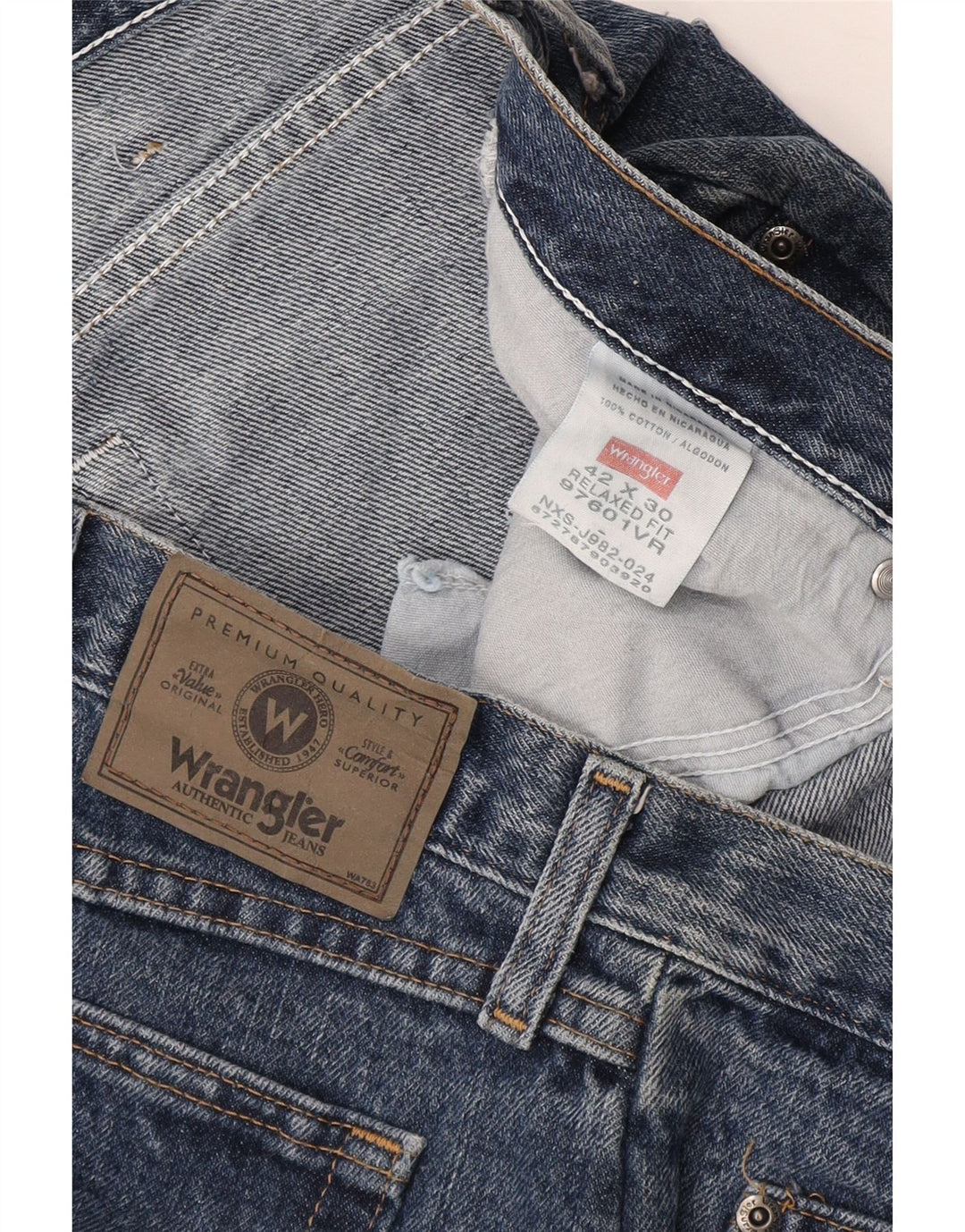Мужские зауженные джинсы свободного покроя Wrangler W42 L30, синий хлопок