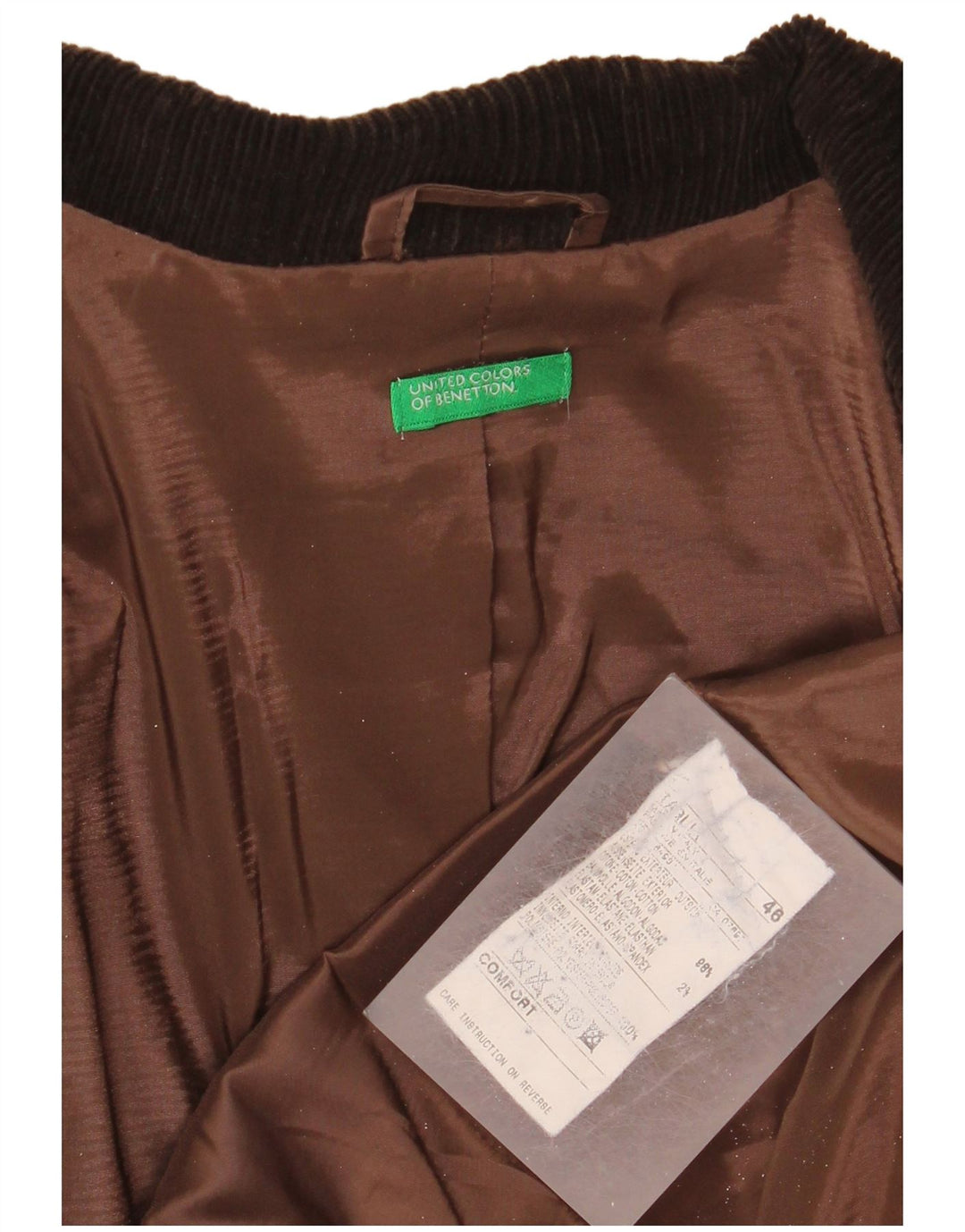Женский вельветовый пиджак Benetton с 3 пуговицами IT 46, большой коричневый хлопок
