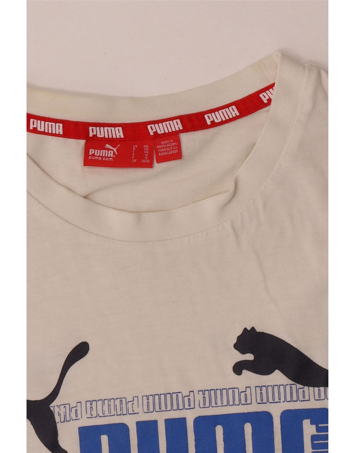Футболка с рисунком Puma для мальчиков, топ 15-16 лет, белая