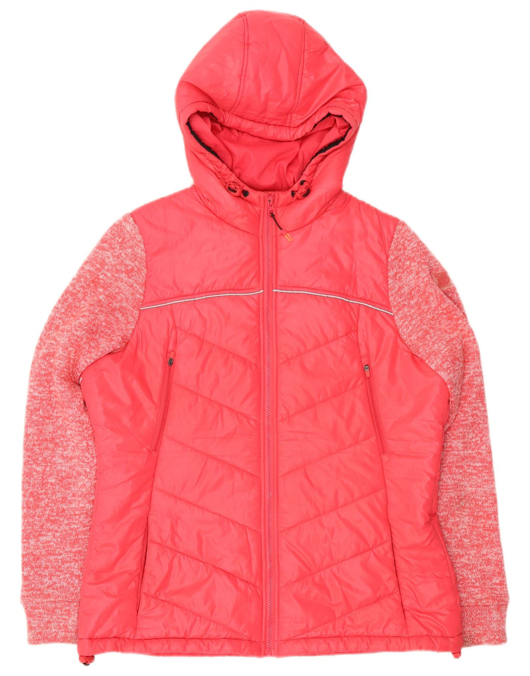 Женская утепленная куртка с капюшоном Superdry UK 16, большой полиэстер с розовыми крапинками