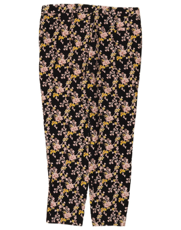 Женские укороченные брюки Topshop UK 14, большие W32 L25, черные с цветочным принтом