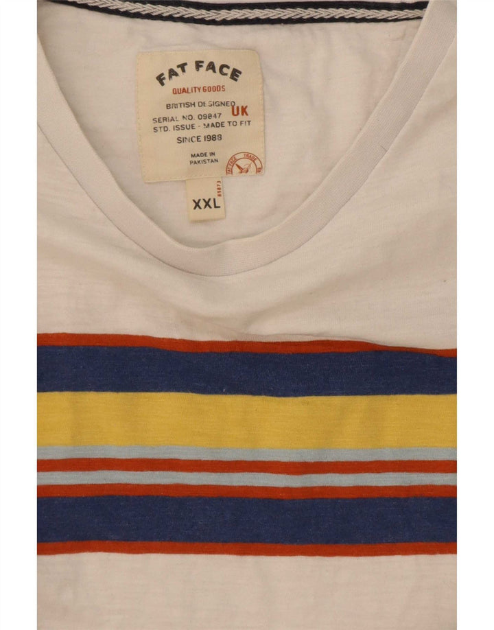 Мужская футболка Fat Face Top 2XL, белый хлопок с цветными блоками