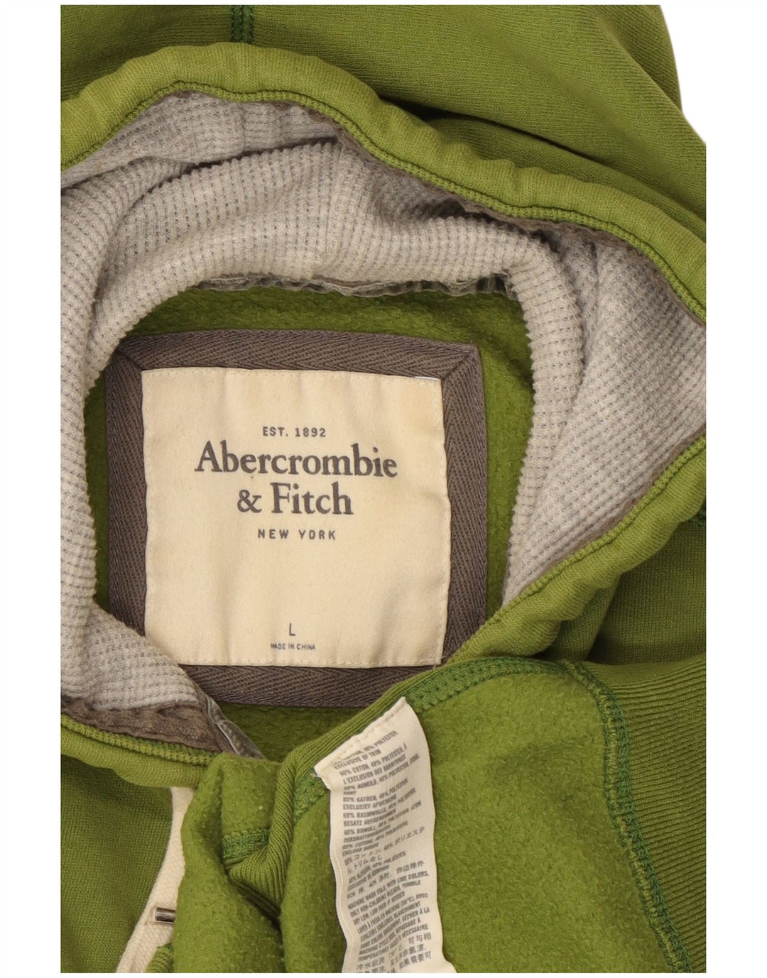 Женский свитер с капюшоном и молнией с графическим рисунком ABERCROMBIE & FITCH UK 14, большой зеленый цвет