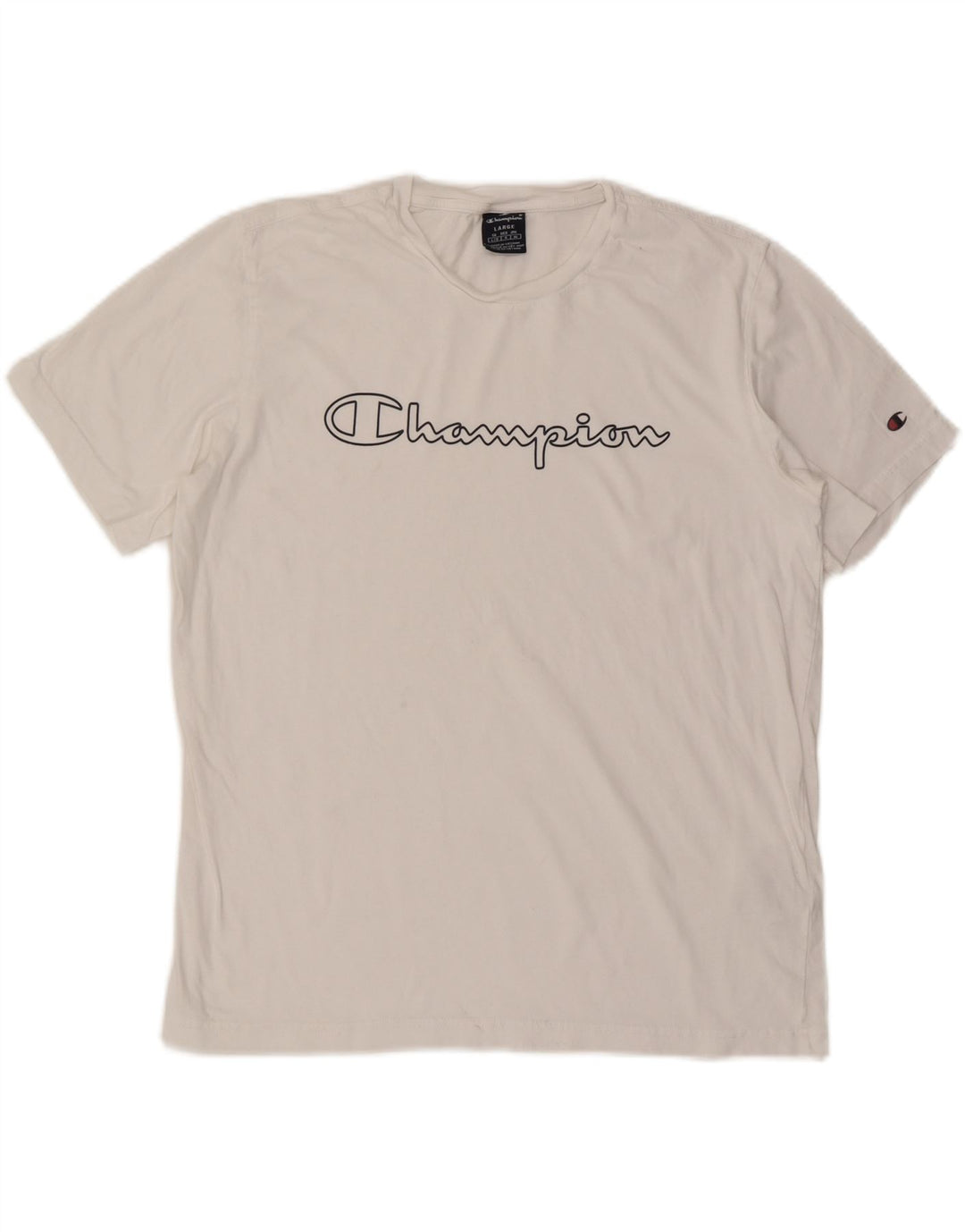 CHAMPION Mens Graphic T-Shirt Top Large White Cotton