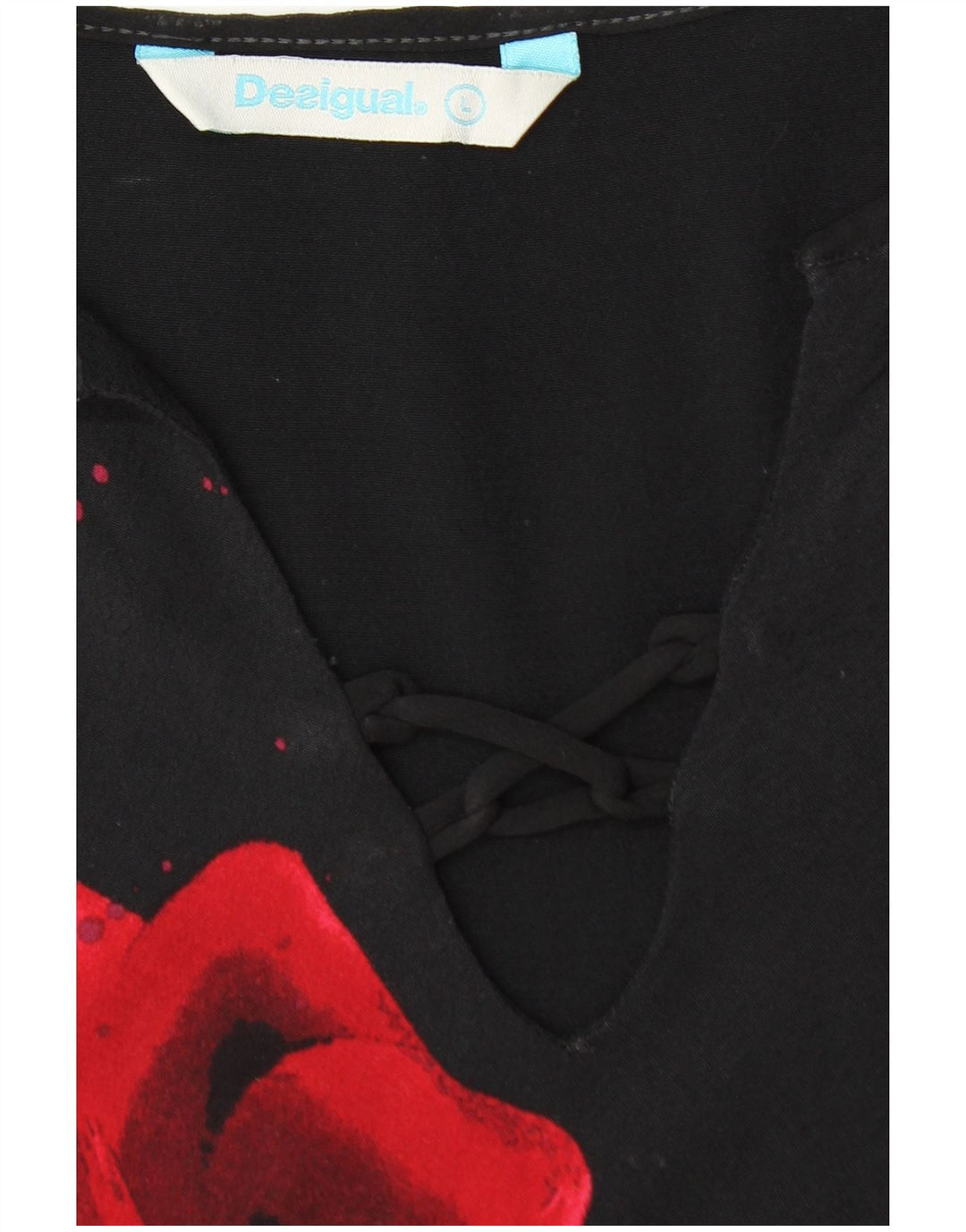 Женская блузка без рукавов DESIGUAL UK 14, большая черная с цветочным принтом