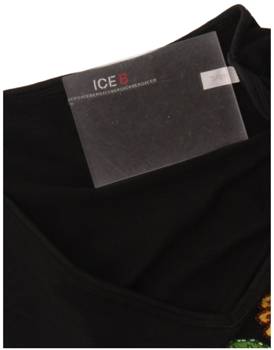 ICEBERG Женский укороченный топ с рисунком с длинным рукавом IT 46, большой черный с цветочным принтом