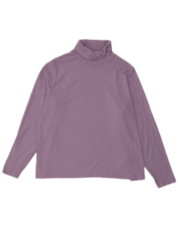 Женский топ с высоким воротником Marks & Spencer с длинными рукавами, Великобритания, 20, 2XL, фиолетовый, хлопок