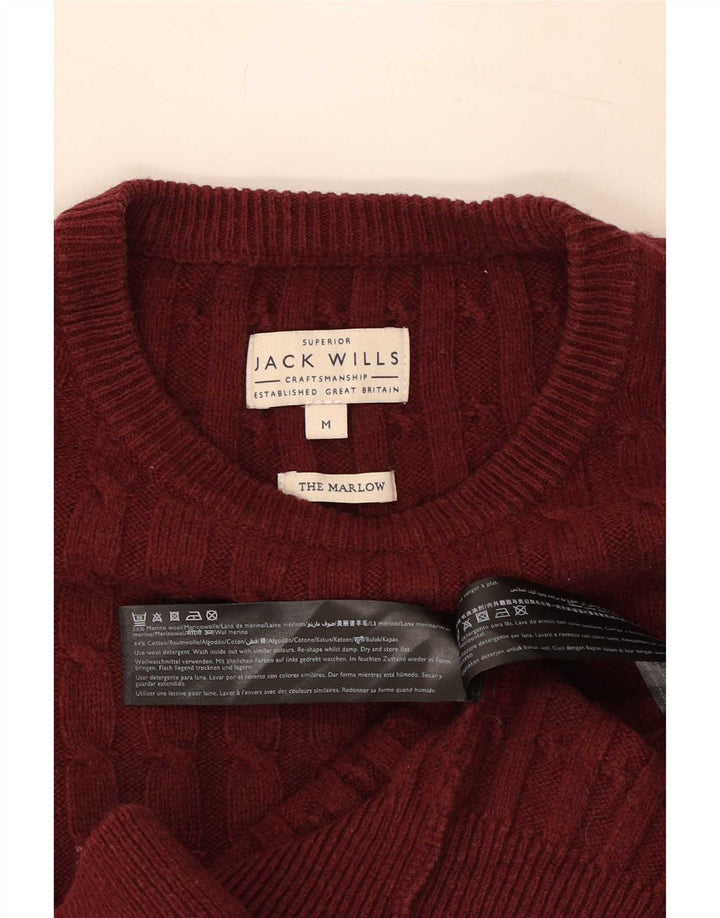 Мужской джемпер с круглым вырезом Jack Wills, средний бордовый шерстяной свитер