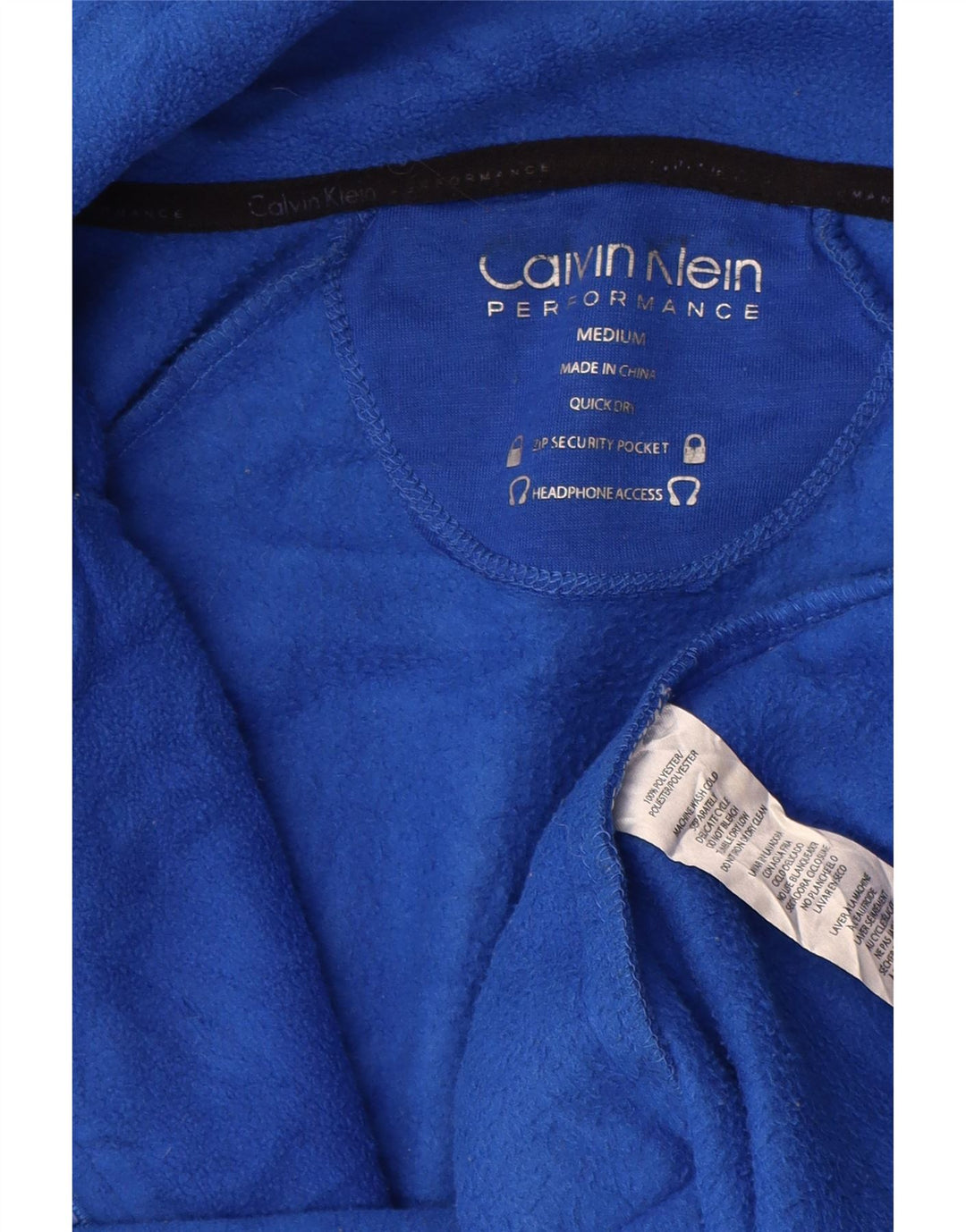 Женская флисовая куртка с графическим рисунком CALVIN KLEIN UK 14, средний синий полиэстер